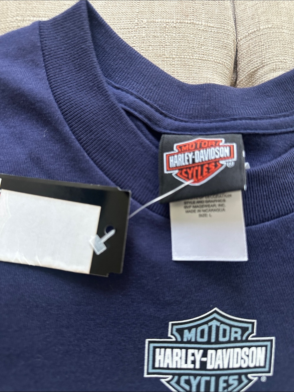 Harley-Davidson Navy Blue Front Logo Short Sleeve Tee - Picture 2 of 5